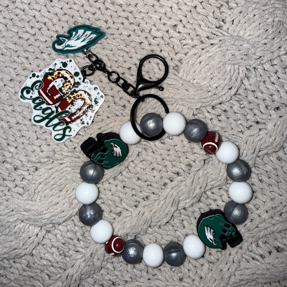 Philadelphia Eagles Beaded Keychain Wristlet 🦅💚🏈